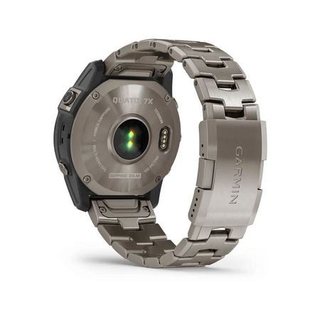 Retro orologio Garmin Quatix 7X Solar, cassa titanio con sensore ottico, cinturino metallico color grafite | Onautica