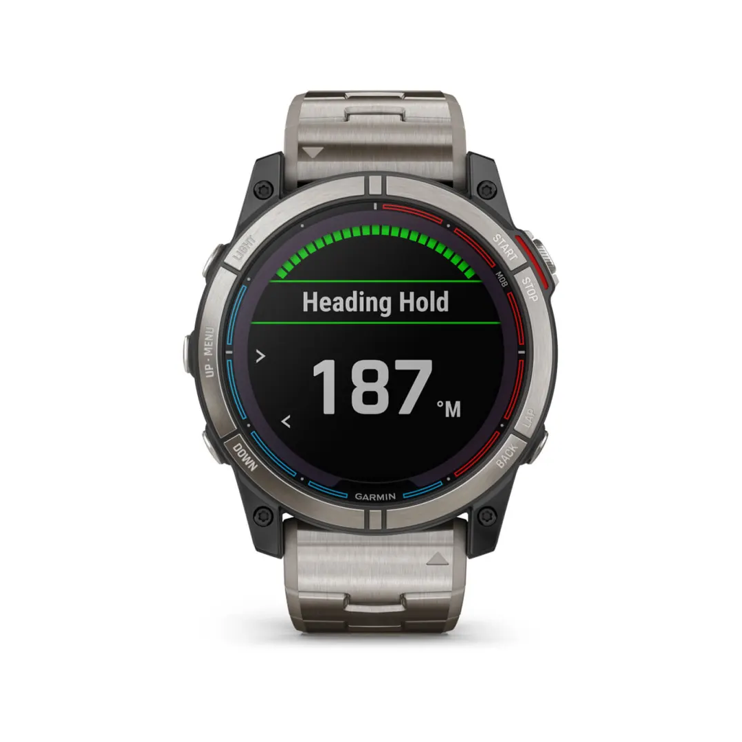 Orologio GPS nautico Garmin Quatix 7X Solar con display Heading Hold 187°M e bracciale in titanio | Onautica