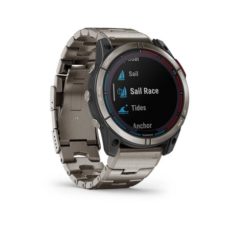 Orologio GPS Garmin Quatix 7X Solar con bracciale in titanio, display menu nautico Sail Race e Tides | Onautica