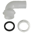 Raccordo portagomma a gomito 90 gradi diametro 38mm con filetto 1 pollice e mezzo per serbatoi.