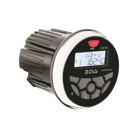 Stereo marino Boss Marine MGR350B tondo da cruscotto con display LCD e connessione Bluetooth.