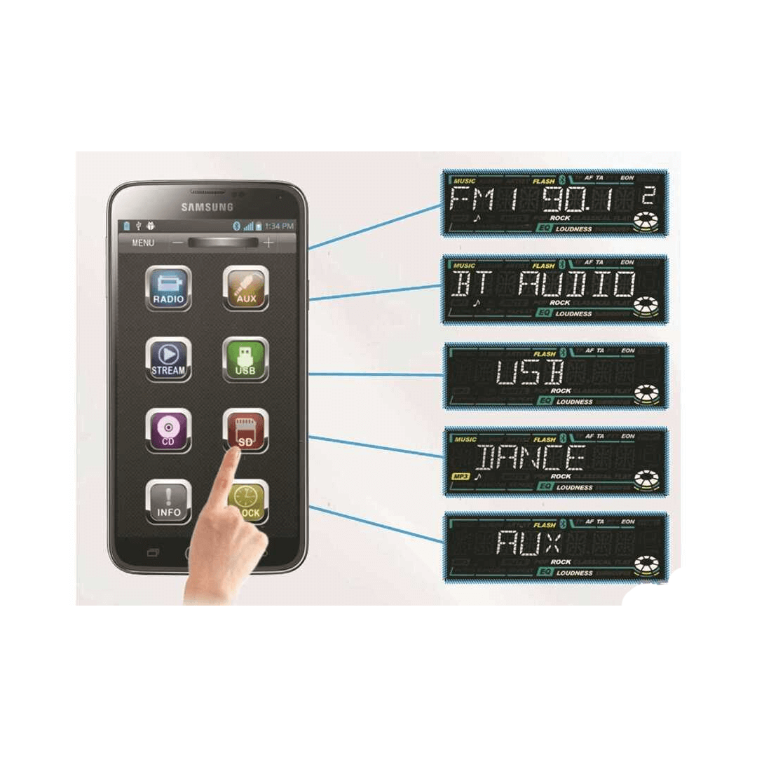 Autoradio marina Boss MR762BRGB con lettore CD, Bluetooth e illuminazione tasti multicolore a 7 varianti.