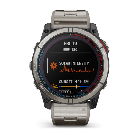 Orologio Garmin Quatix 7X Solar Edition con cinturino in titanio e display Solar Intensity su quadrante nero | Onautica