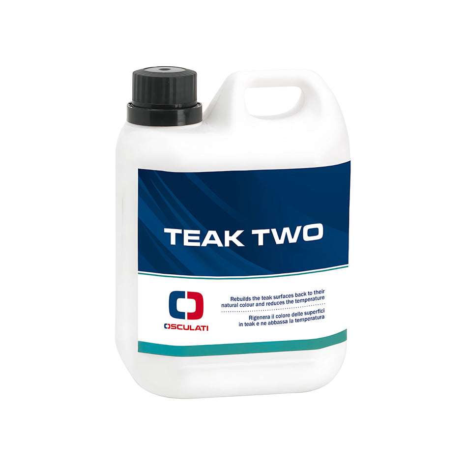 Rigeneratore colore Teak Two Osculati per ravvivare il legno naturale senza coloranti.