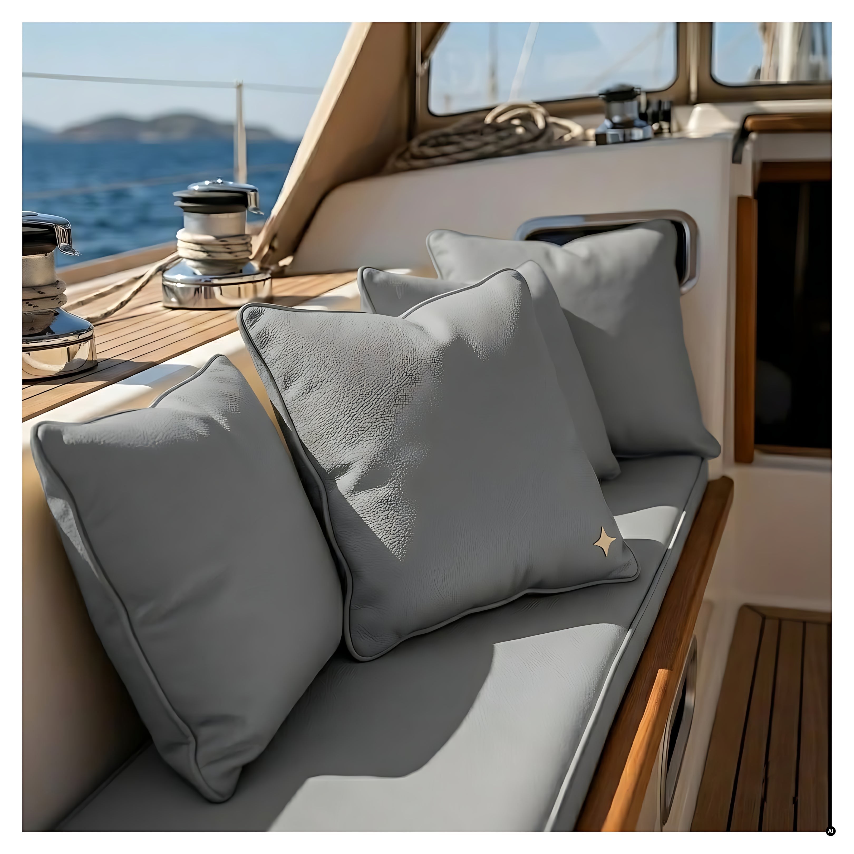 Rivestimento nautico professionale in fintapelle Artico colore B41 Grigio, tessuto tecnico bielastico e ignifugo per tappezzeria di bordo.