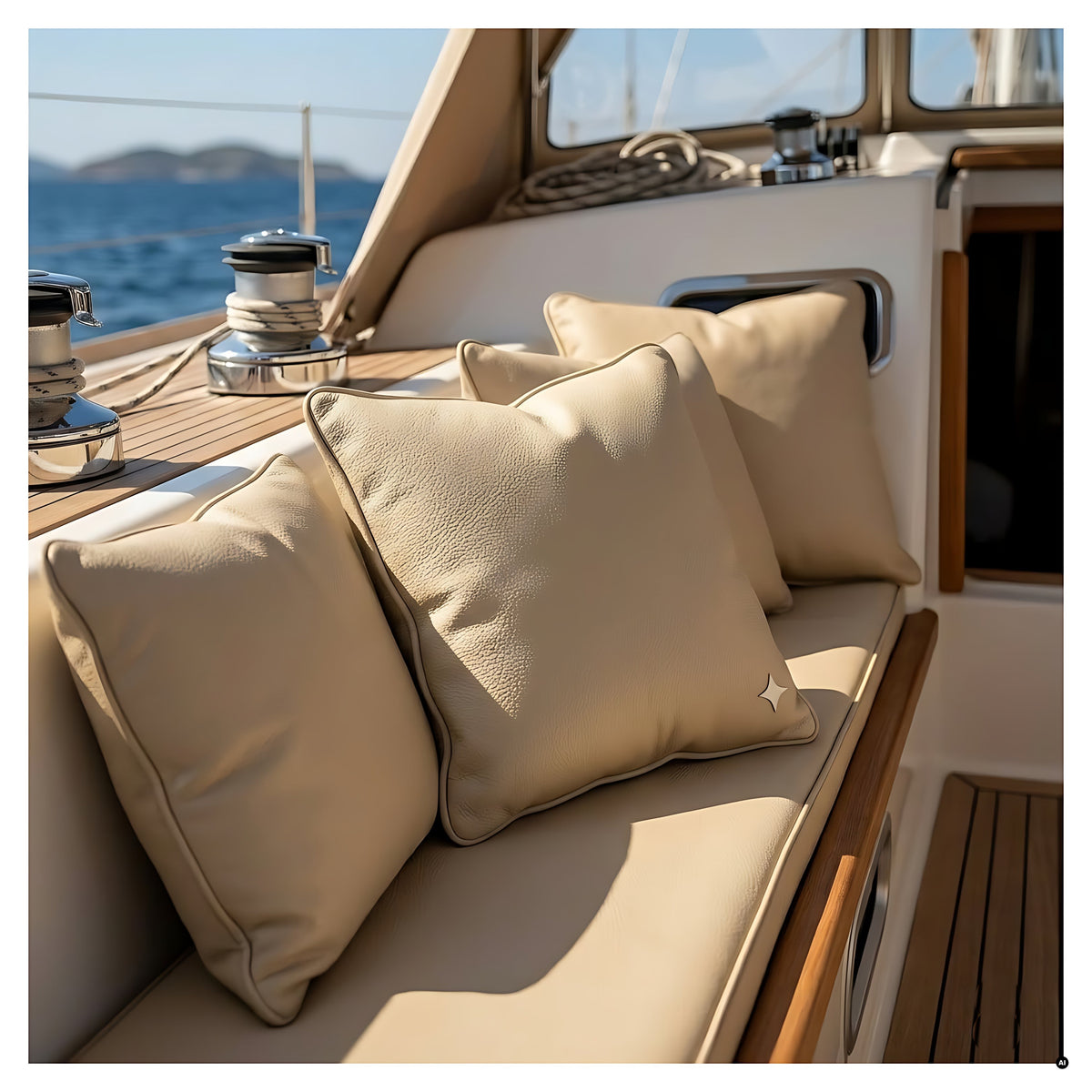 Rivestimento nautico professionale in fintapelle Artico colore D61, supporto bielastico ignifugo per tappezzeria interna ed esterna di barche.