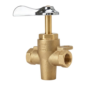Rubinetto nautico a 3 vie per carburante in ottone stampato con flangia di fissaggio. Disponibile con filettature da 1/4 e 3/8 NPT.