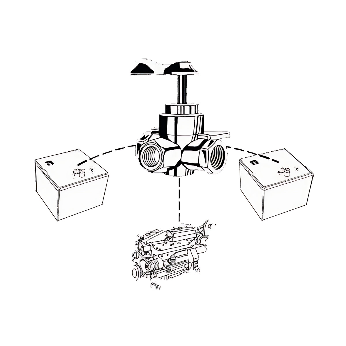 Rubinetto nautico a 3 vie per carburante in ottone stampato con flangia di fissaggio. Disponibile con filettature da 1/4 e 3/8 NPT.
