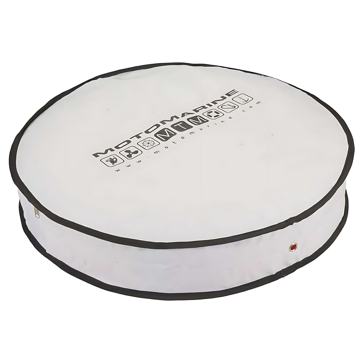Sacca nautica porta salvagente anulare di colore bianco, realizzata in poliestere imbottito con interno in PVC. Diametro 680 mm, adatta per anulari da 600 mm.