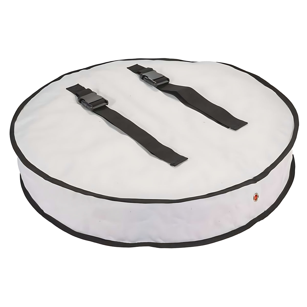 Sacca nautica porta salvagente anulare di colore bianco, realizzata in poliestere imbottito con interno in PVC. Diametro 680 mm, adatta per anulari da 600 mm.