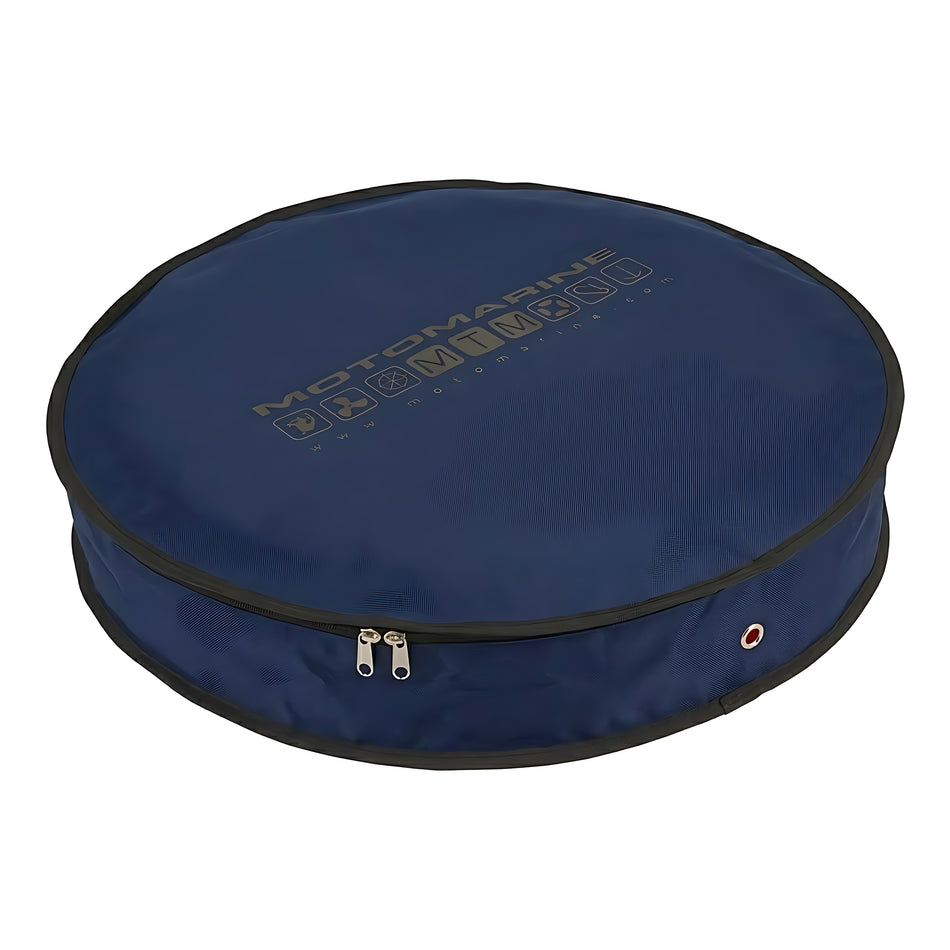 Sacca porta salvagente anulare Motomarine blu navy in PVC con zip, forma circolare piatta | Onautica