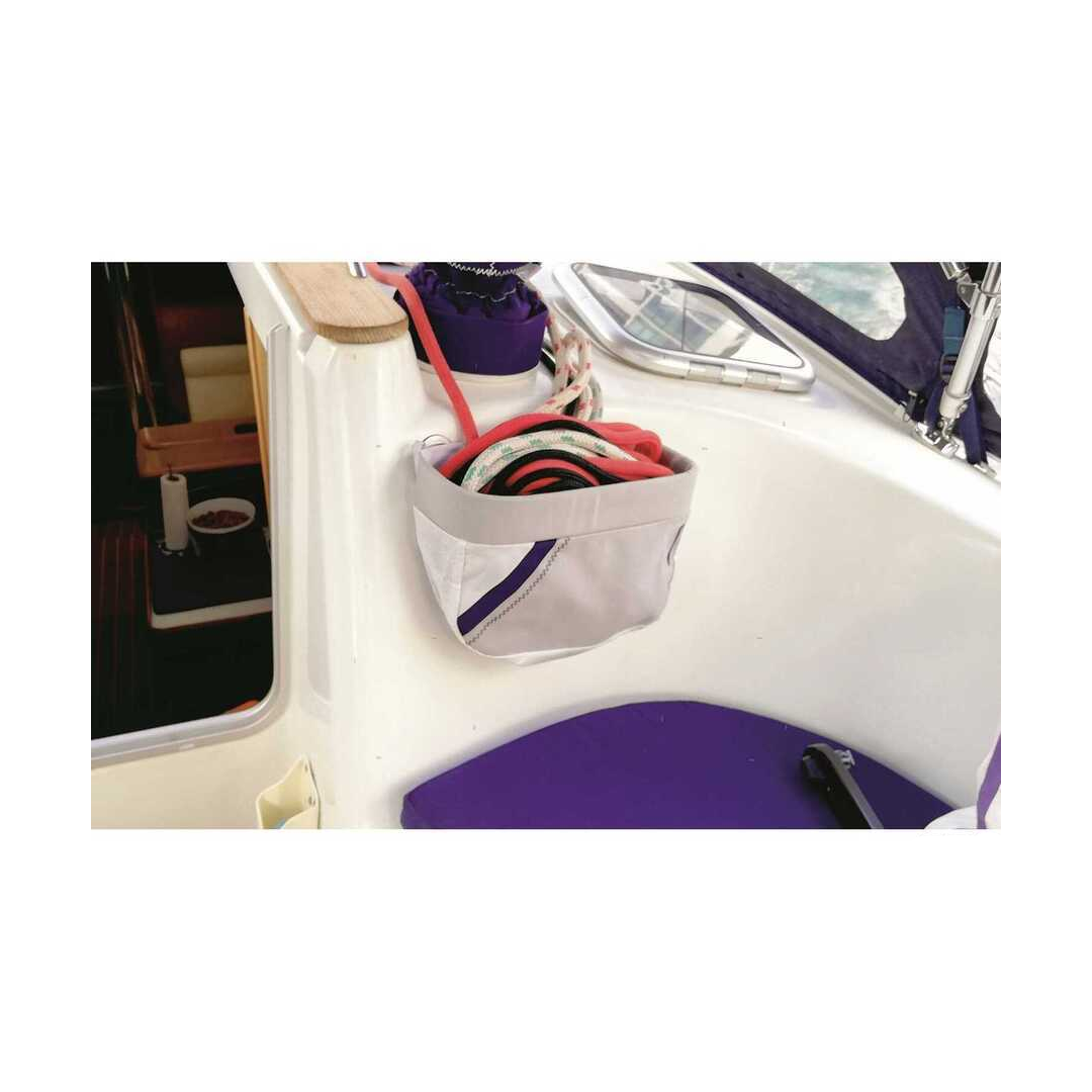 Sacca portaoggetti piccola da pozzetto Navishell in tessuto acrilico con fondo a rete.