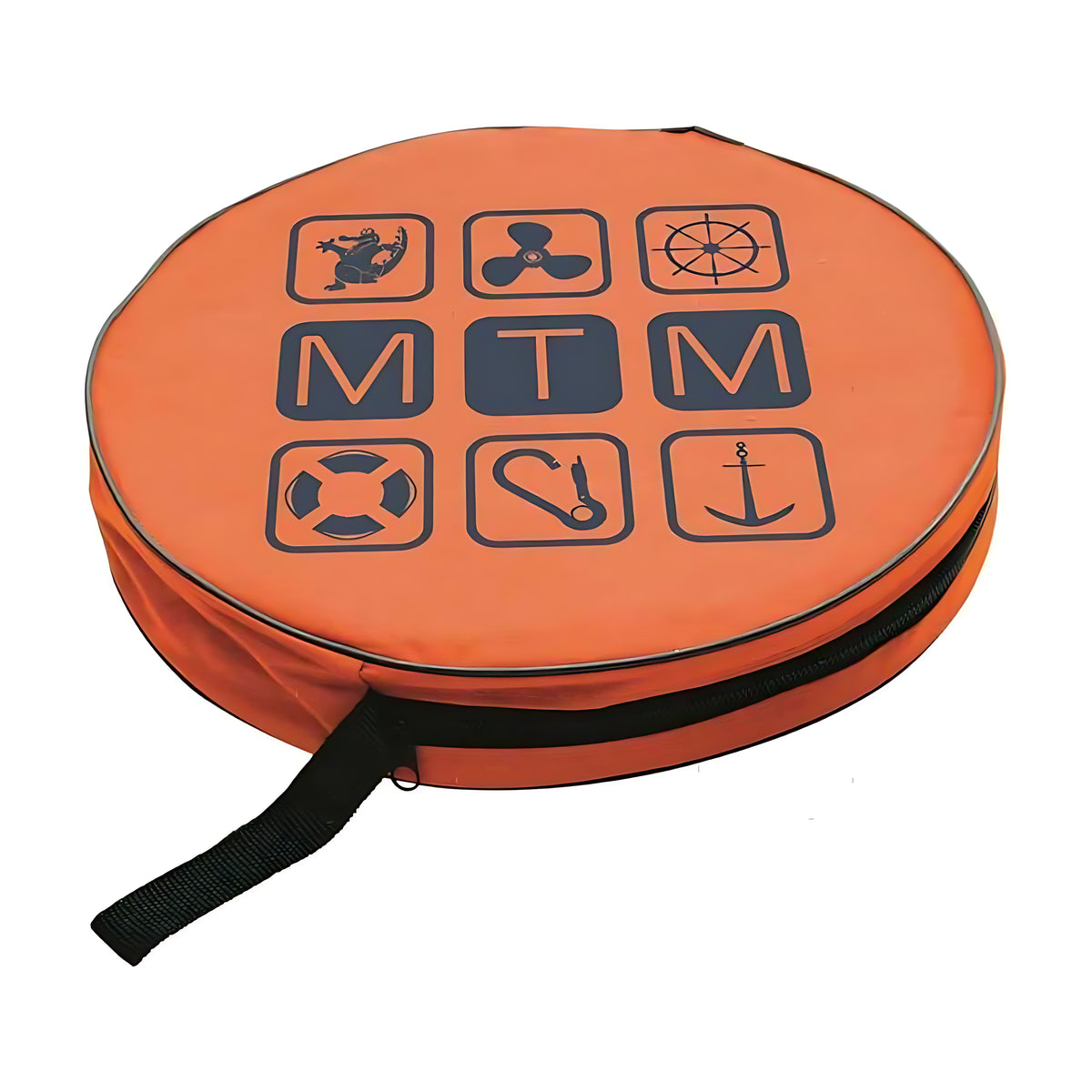 Secchio pop-up pieghevole per uso nautico in poliestere impermeabile arancio, manico in acciaio inox, capacità 11 litri.