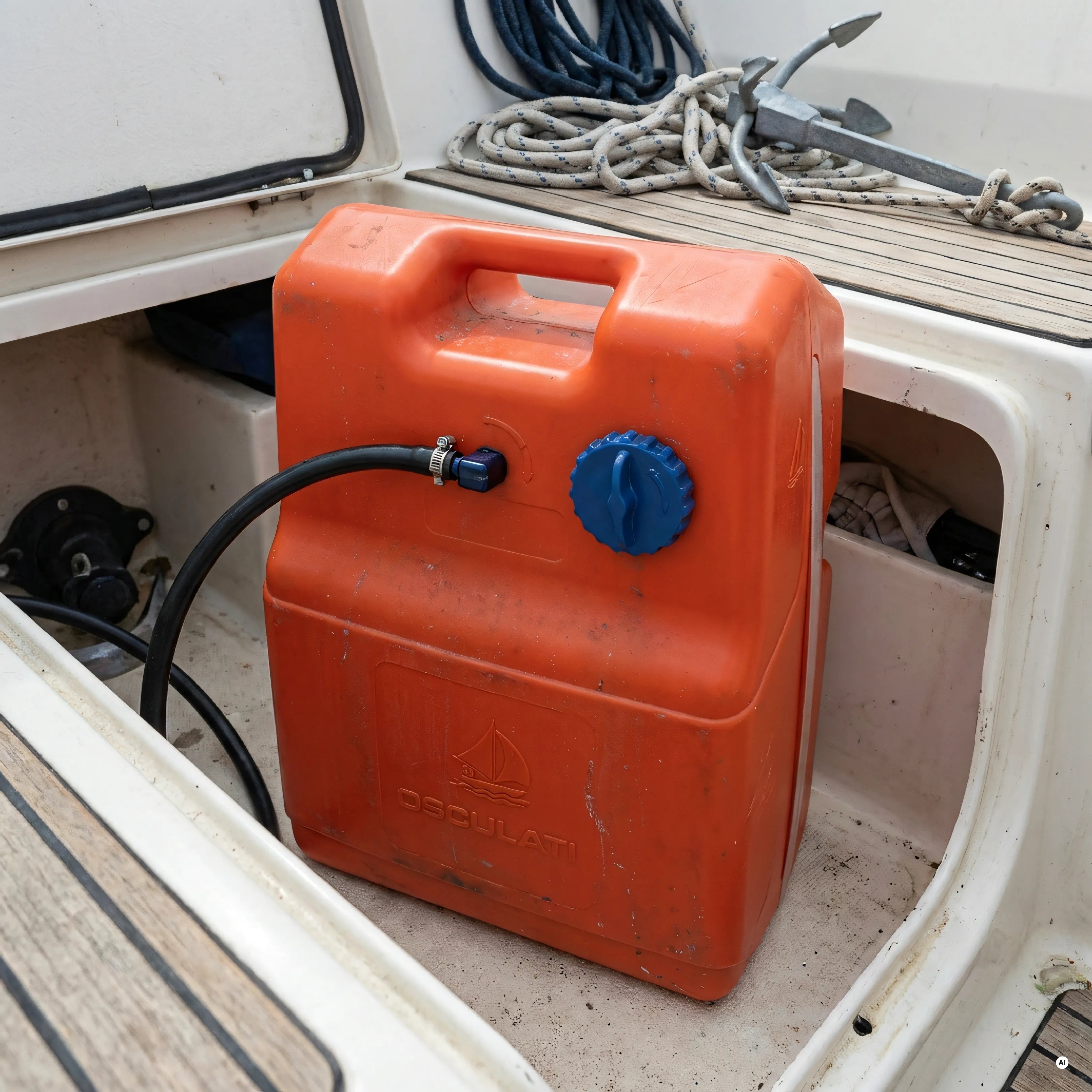 serbatoio portatile carburante eltex pescante — in uso a bordo