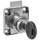 Serratura quadrata compatta 40x40mm cromata con chiavi per sportelli e gavoni nautici.