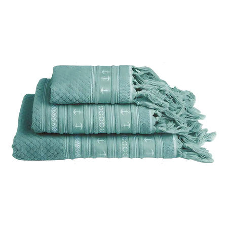 Asciugamani Santorini Marine Business Dettaglio Bordo Decorativo Color Acqua