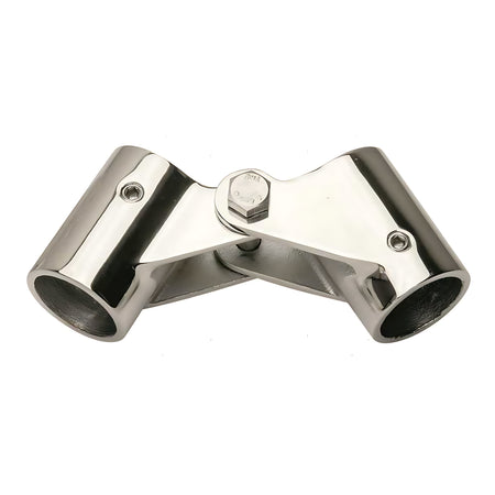 Snodo professionale in acciaio inox AISI 316 per tubi di capottine e tendalini nautici, disponibile per diametri 22mm, 25mm e 30mm.