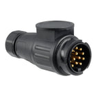 Spina a 13 poli per rimorchi in ABS nero con particolari in ottone cromato conforme norma ISO 11446