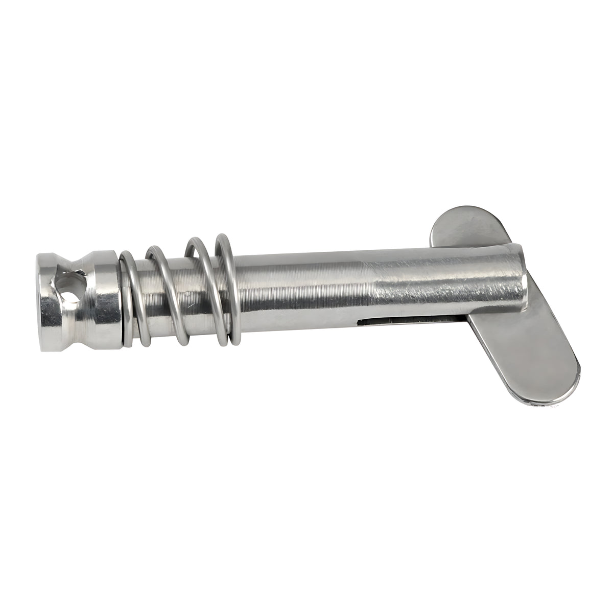Spinetta di sicurezza in acciaio inox con linguetta pieghevole a molla per cavallotti reggicapottine, diametro 6 mm.