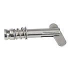 Spinetta di sicurezza in acciaio inox con linguetta pieghevole a molla per cavallotti reggicapottine, diametro 6 mm.