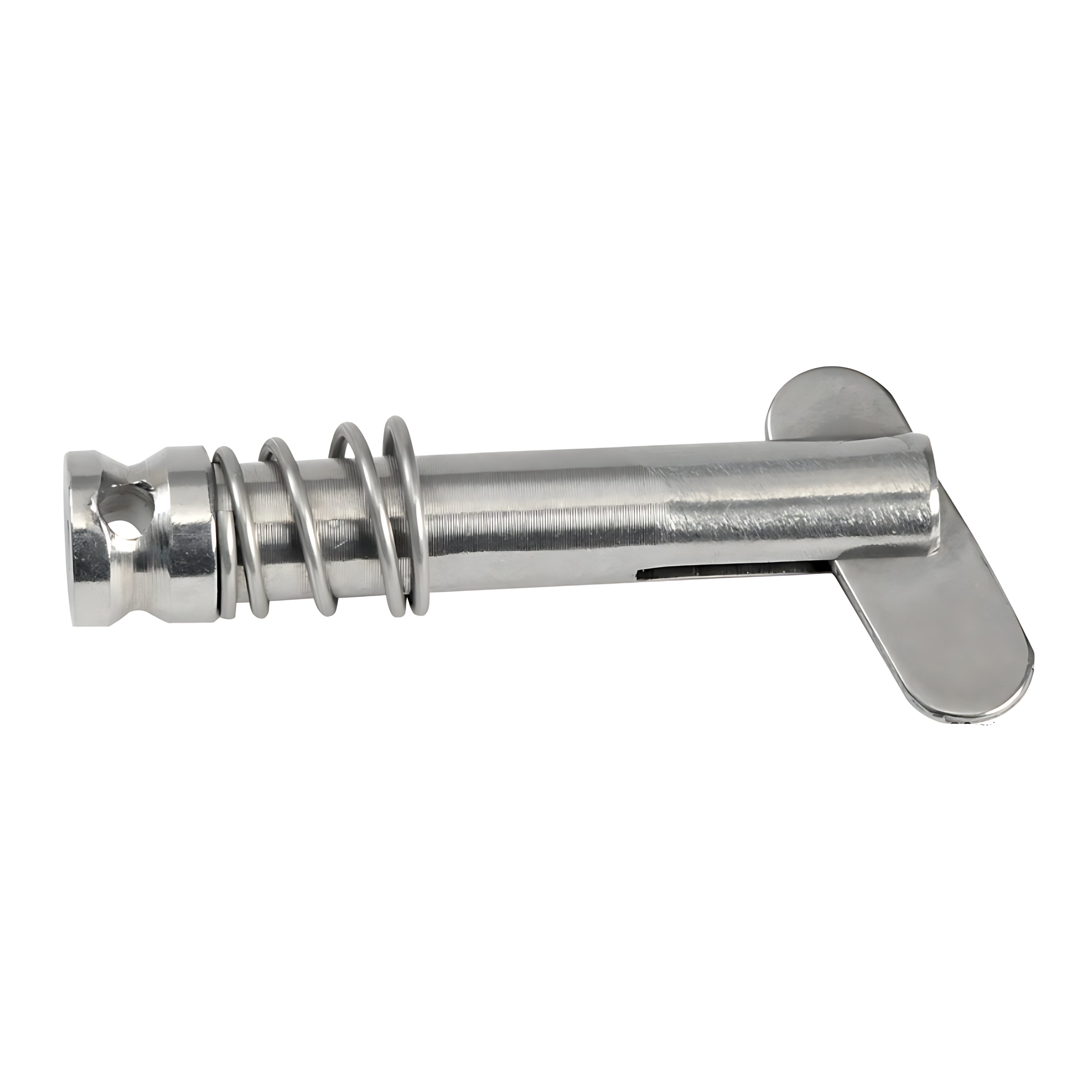 Spinetta di sicurezza in acciaio inox con linguetta pieghevole a molla per cavallotti reggicapottine, diametro 6 mm.