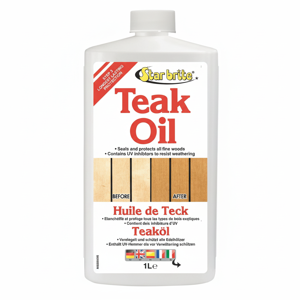 Olio per teak STAR BRITE, protegge dai raggi UV, sigilla in profondità il teak e altri legni pregiati.