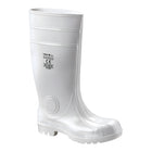 Stivali antinfortunistici bianchi S4 in nitrile con puntale acciaio per industria alimentare e pesca.