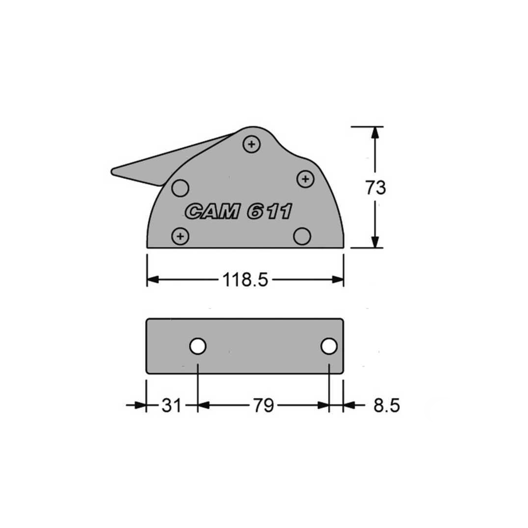 Misura Stopper Antal Cam 611 per barca a vela gestione drizze e scotte.