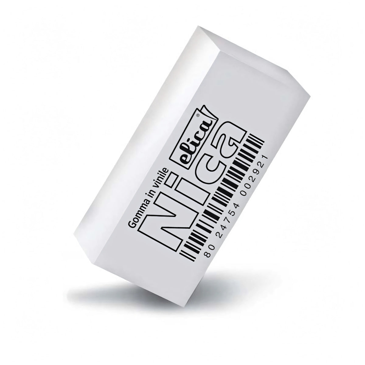Gomma in vinile bianca Elica Nica per carteggio nautico, forma rettangolare con barcode | Onautica