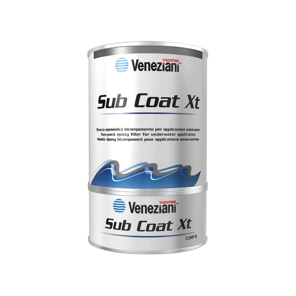 Stucco epossidico subacqueo Veneziani Sub Coat XT per riparazioni falle barca in acqua e superfici bagnate.