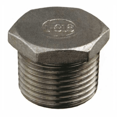 Tappo maschio filettato in acciaio inox AISI 316 per la chiusura di tubazioni e raccordi idraulici nautici.