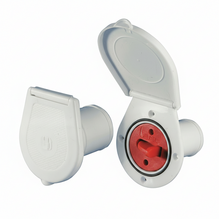 Tappo di imbarco per barca in plastica con coperchio a tenuta stagna, disponibile per Acqua e Carburante.