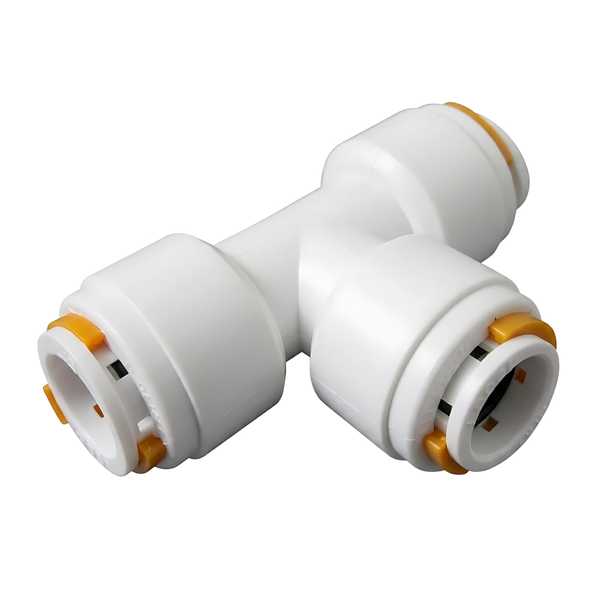 Tee 90° femmina serie KP a scatto per tubo da 12 mm in plastica atossica alimentare per impianti idrici in polietilene semirigido