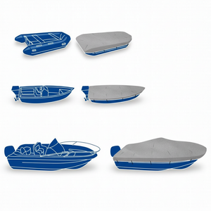 Telo Copribarca "Silver Shield" in poliestere impermeabile, ideale per rimessaggio. Colore argento (anti-UV) per taglie piccole, blu per taglie grandi.