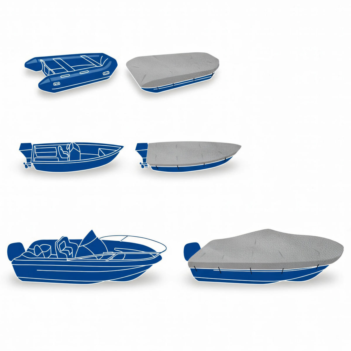 Telo copribarca Silver Shield argento su gommone, lancia e runabout, prima e dopo la copertura | Onautica