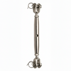 Tenditore professionale per sartiame in acciaio inox AISI 316 con doppia forcella fissa per carichi elevati.