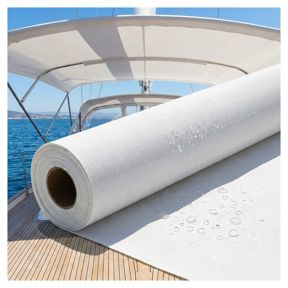 Tessuto nautico bianco altezza 220 cm impermeabile per tendalini e coperture barca.