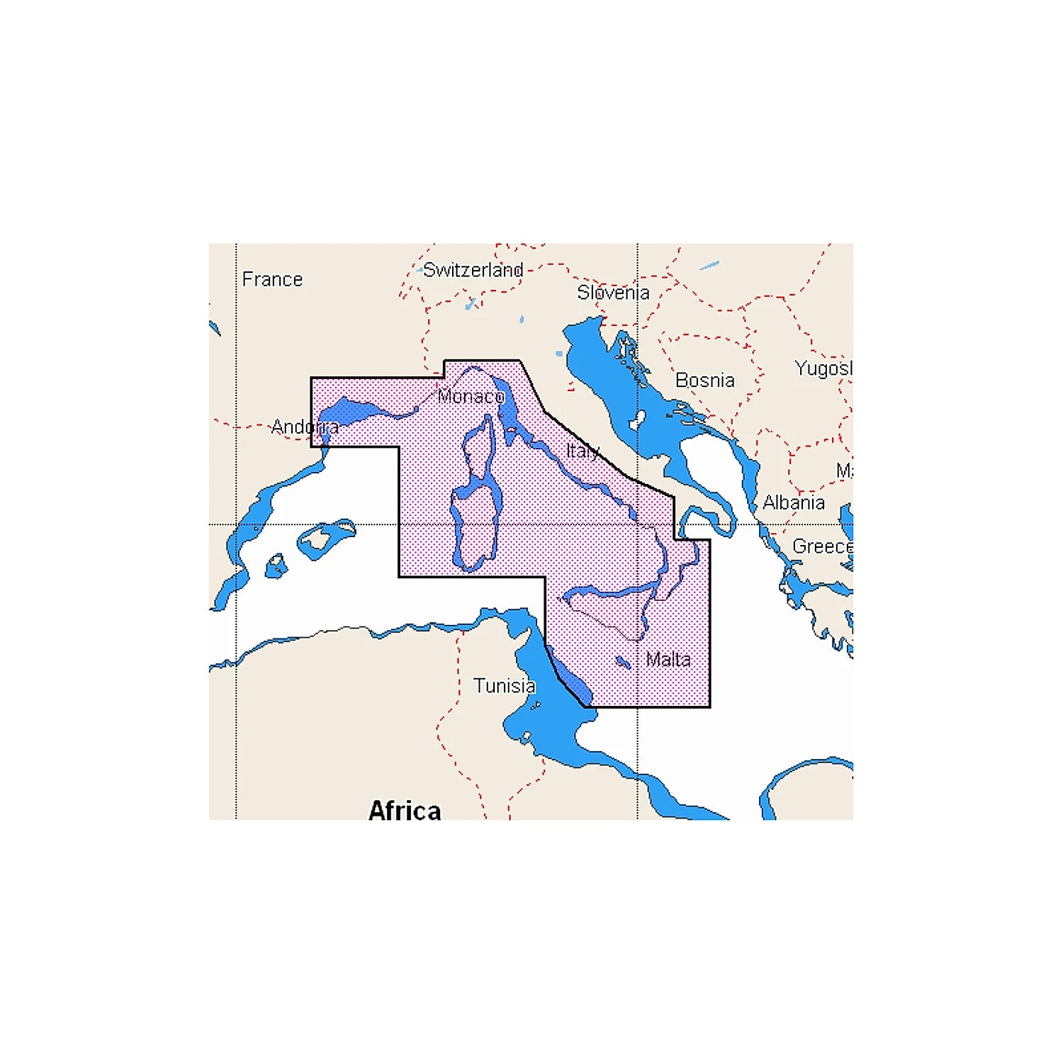 C-MAP Discover Coste Tirreniche e Isole - copertura cartografia M-EM-Y201