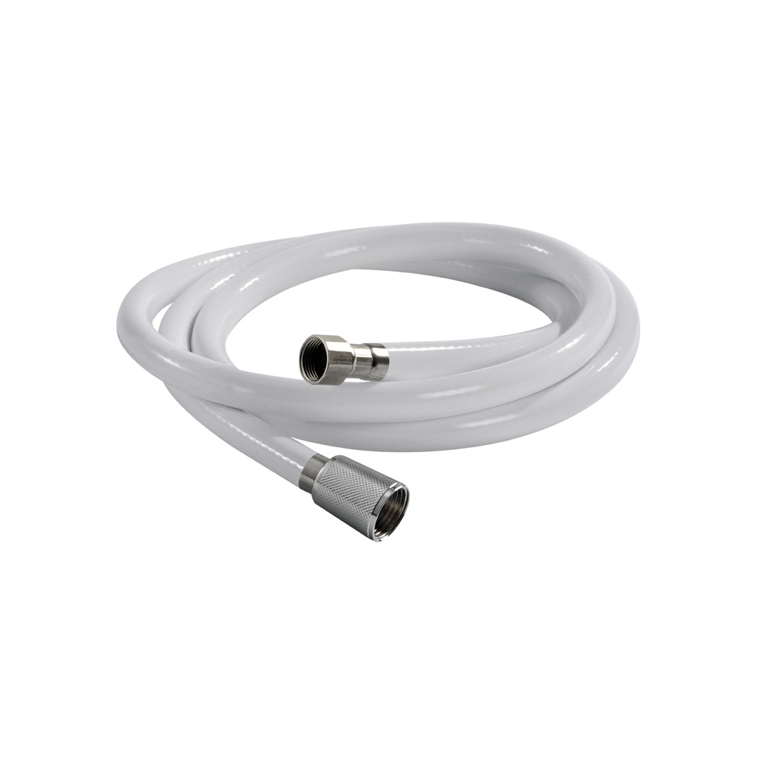 Tubo doccia nautico in PVC bianco retinato modello Full White con raccordi da 1/2 e 3/8 femmina.