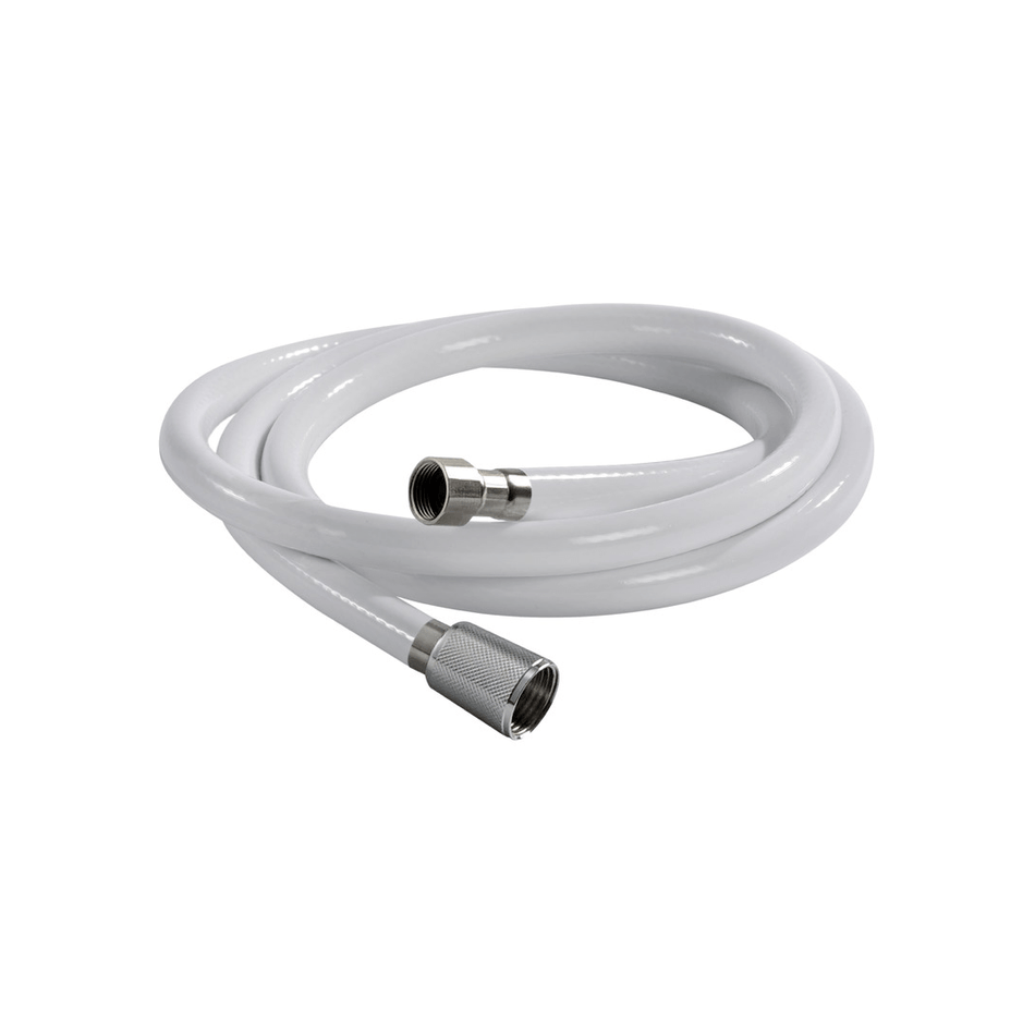 Tubo doccia nautico in PVC bianco retinato modello Full White con raccordi da 1/2 e 3/8 femmina.