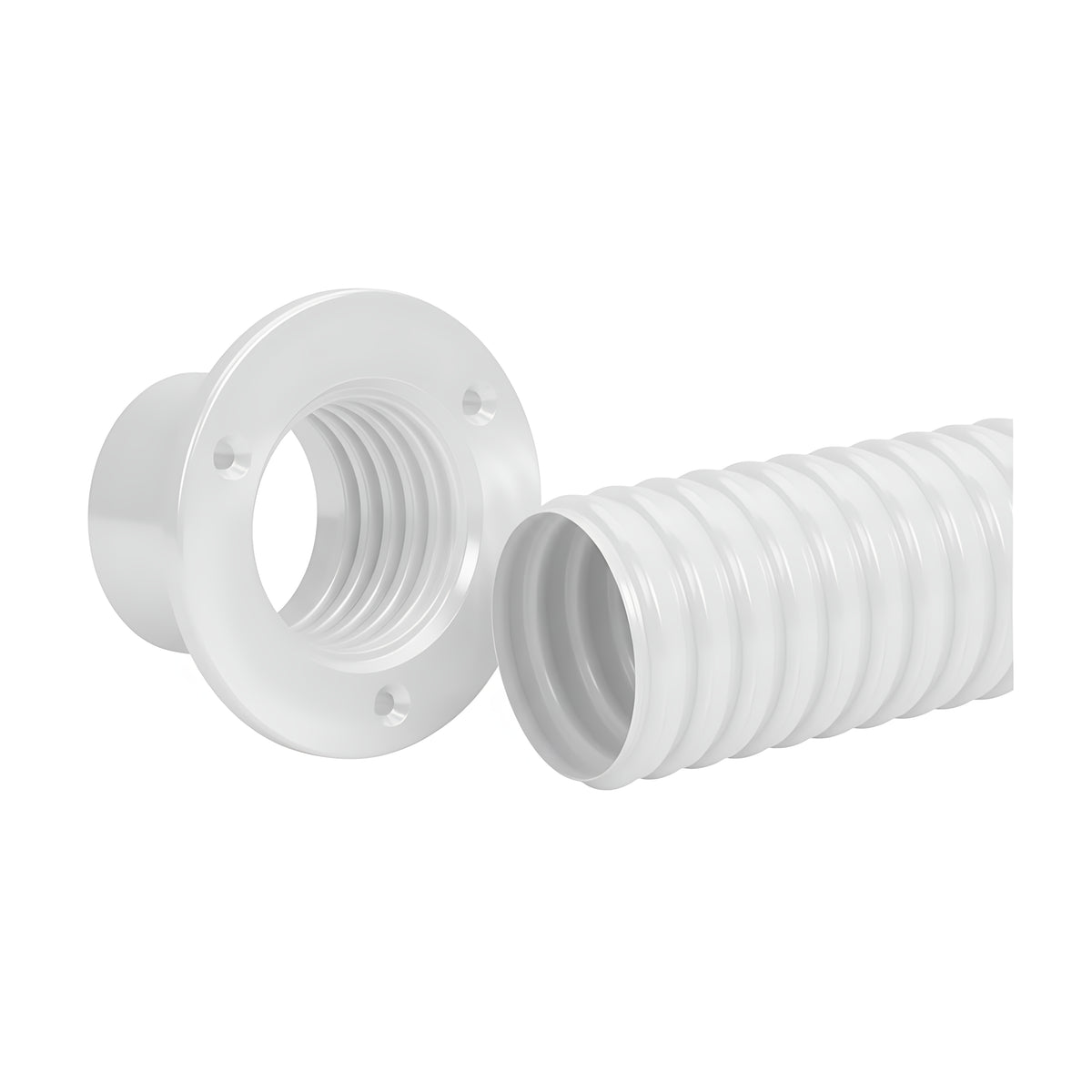 Tubo flessibile spiralato in PVC con spirale di rinforzo per passaggio cavi motori fuoribordo Ø 51 mm vendita al metro disponibile in bianco e grigio con boccola