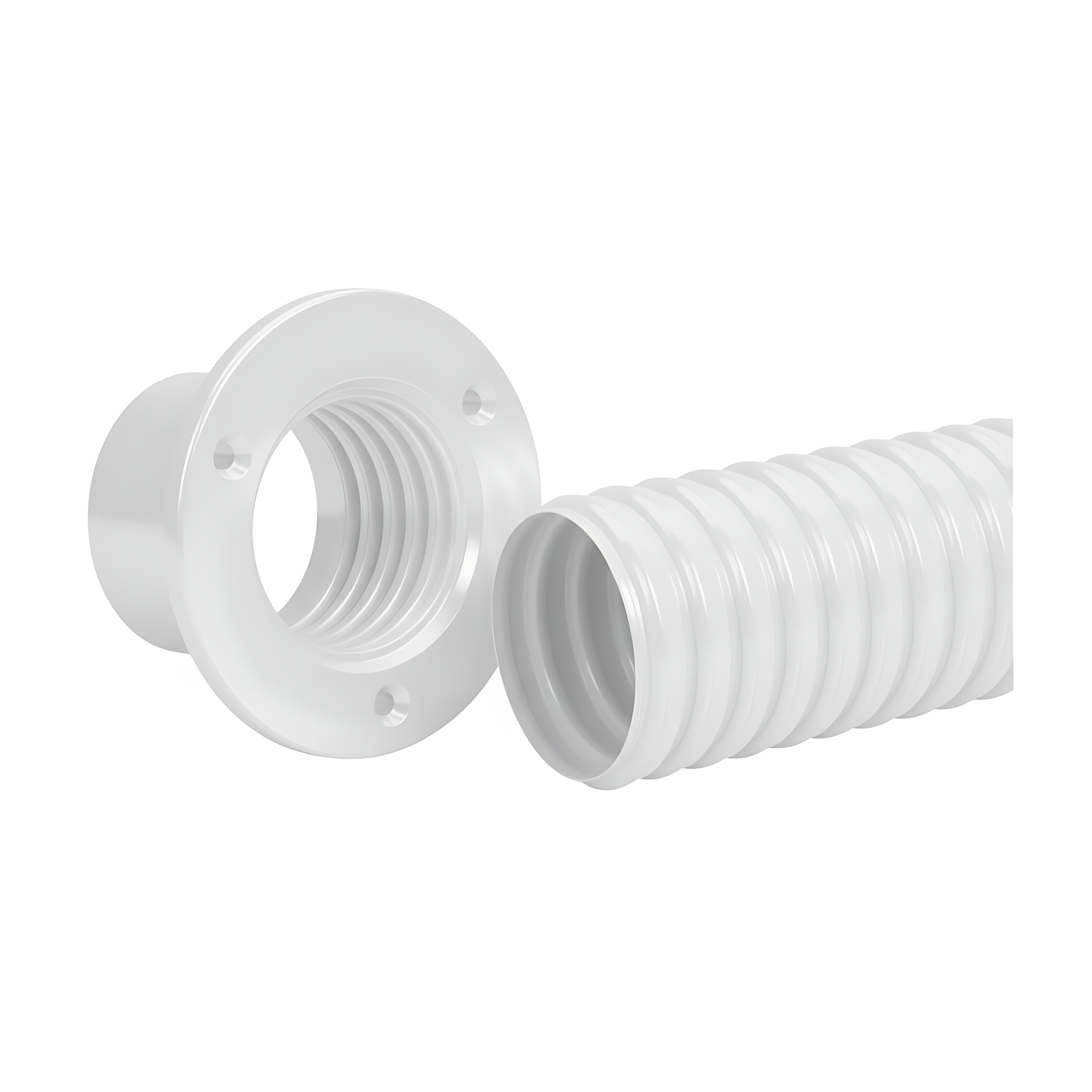 Tubo flessibile spiralato in PVC con spirale di rinforzo per passaggio cavi motori fuoribordo Ø 51 mm vendita al metro disponibile in bianco e grigio con boccola