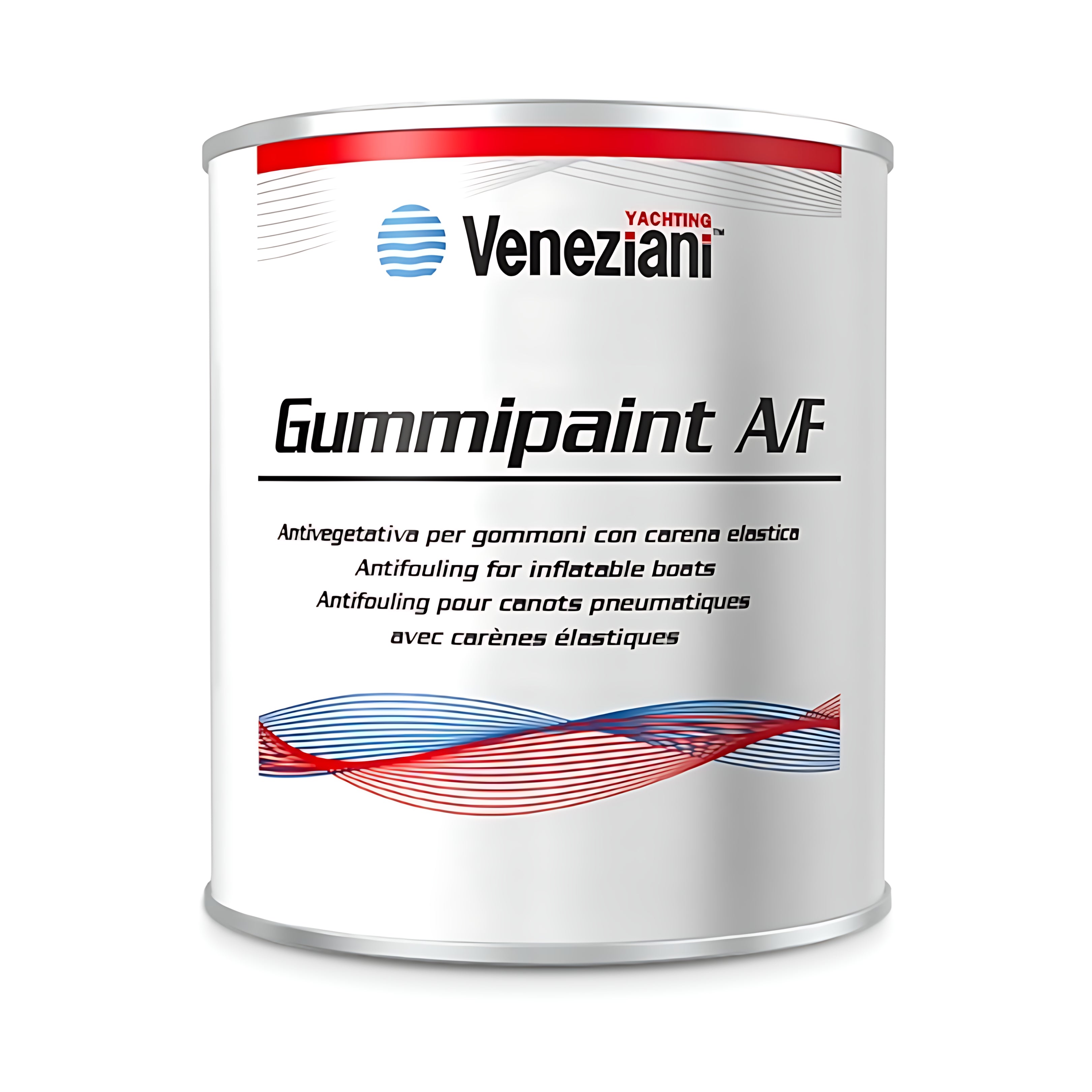 Veneziani Gummipaint A/F antivegetativa per gommoni con carena elastica in neoprene PVC e Hypalon disponibile in bianco grigio e nero