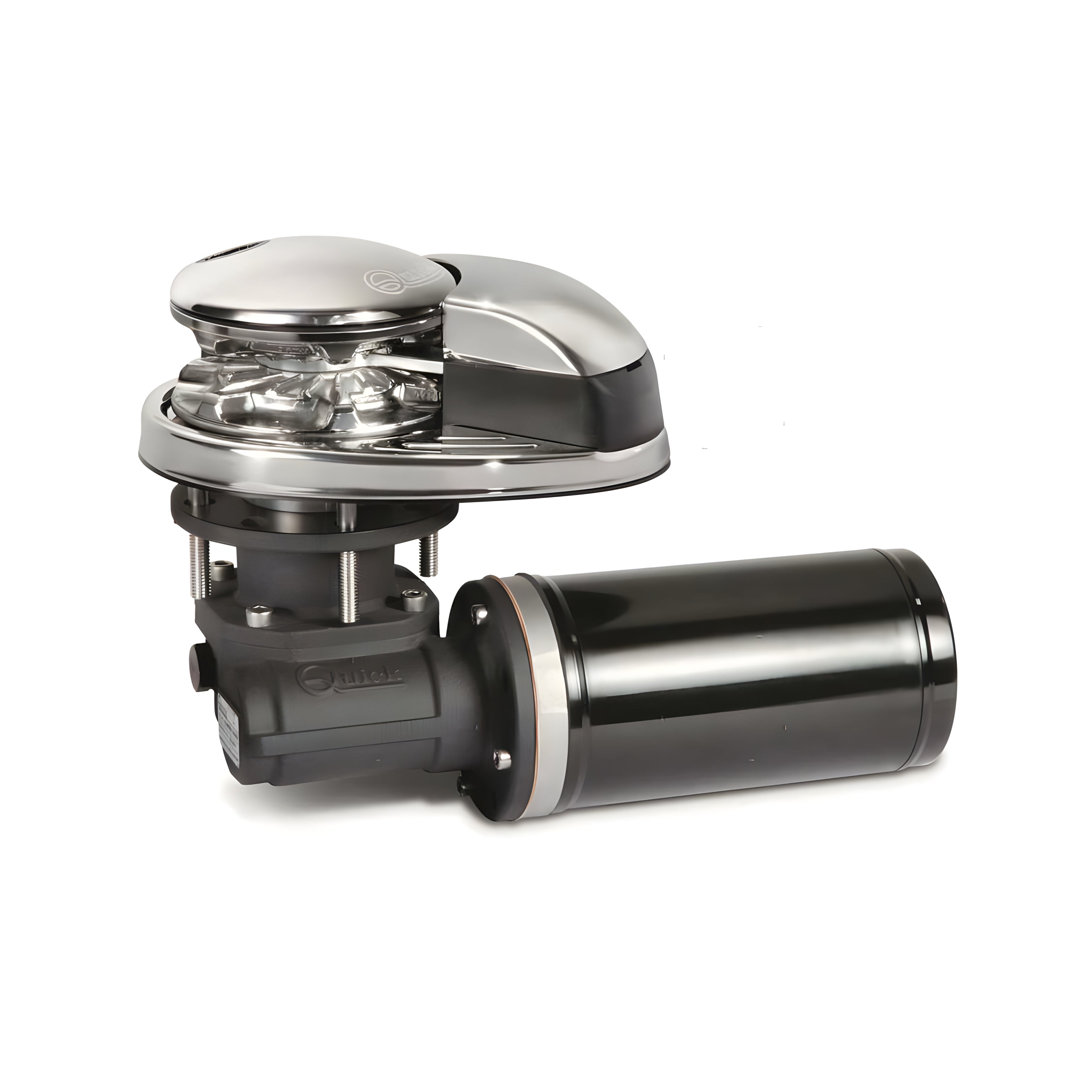 Verricello salpa ancora nautico ad asse verticale Quick Custom CL2 da 700W a 12V in acciaio inox, bivalente cima/catena, per barche da 7 a 10 metri.