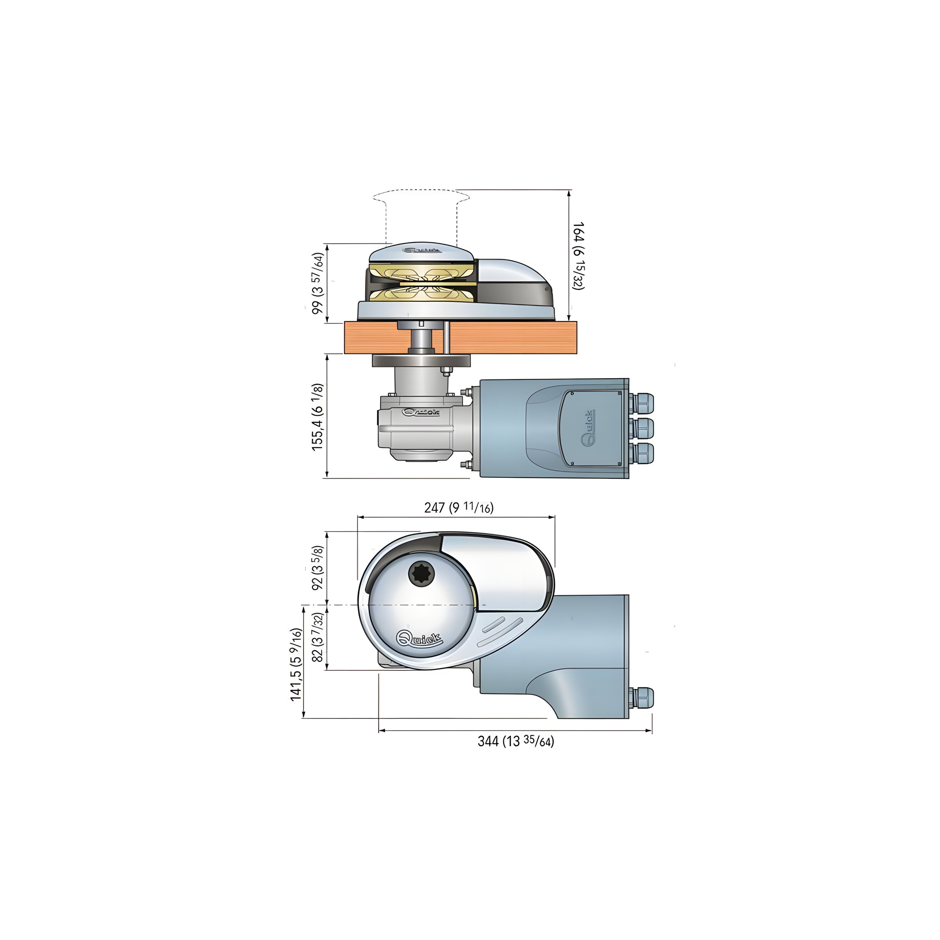 Verricello salpa ancora nautico ad asse verticale Quick Custom CL3 da 1000W a 12V in acciaio inox, bivalente cima e catena da 8mm, per imbarcazioni da 10 a 13 metri.