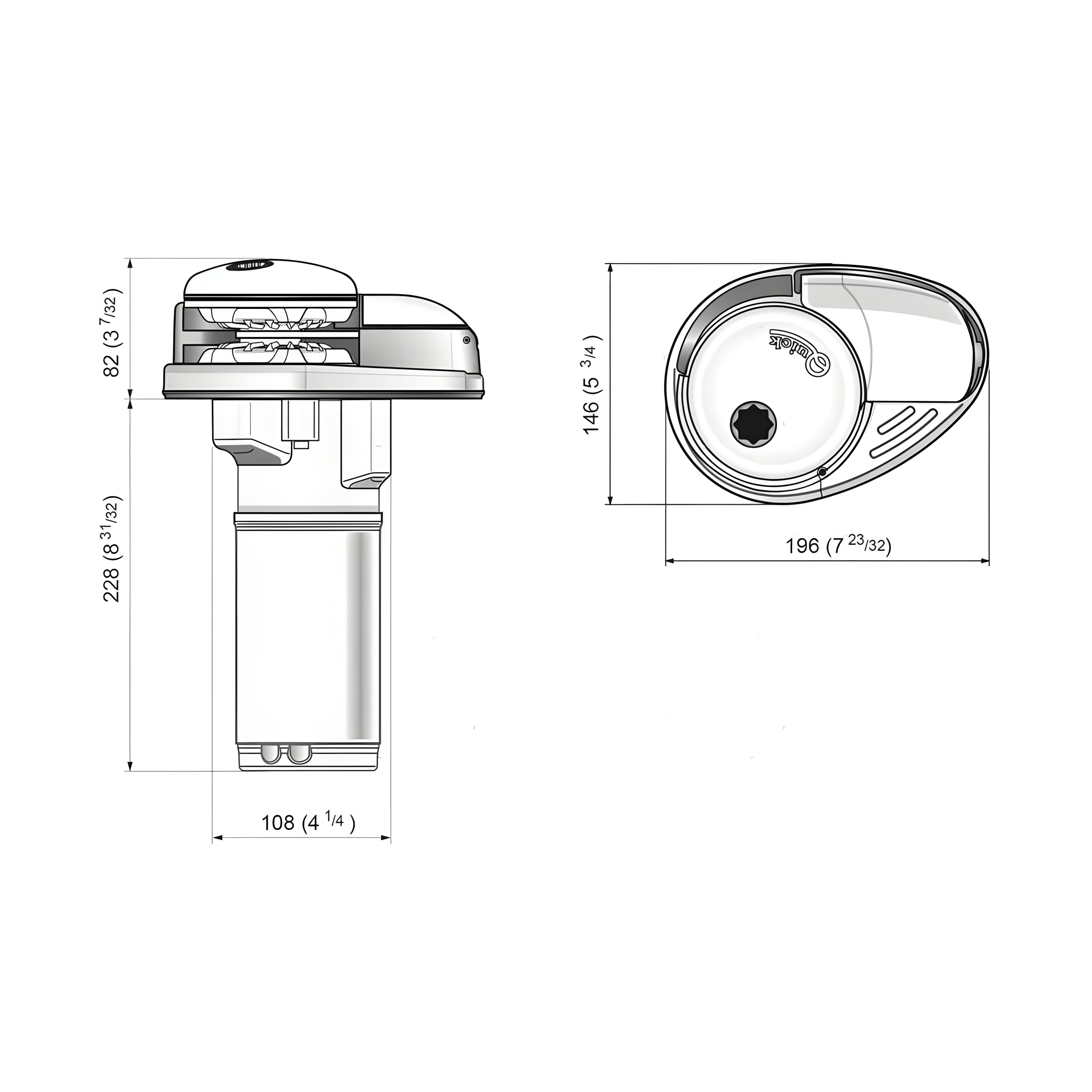 Verricello salpa ancora nautico ad asse verticale Quick Prince DP2L da 350W a 12V in acciaio inox, bivalente cima/catena, per imbarcazioni da 6 a 8 metri.