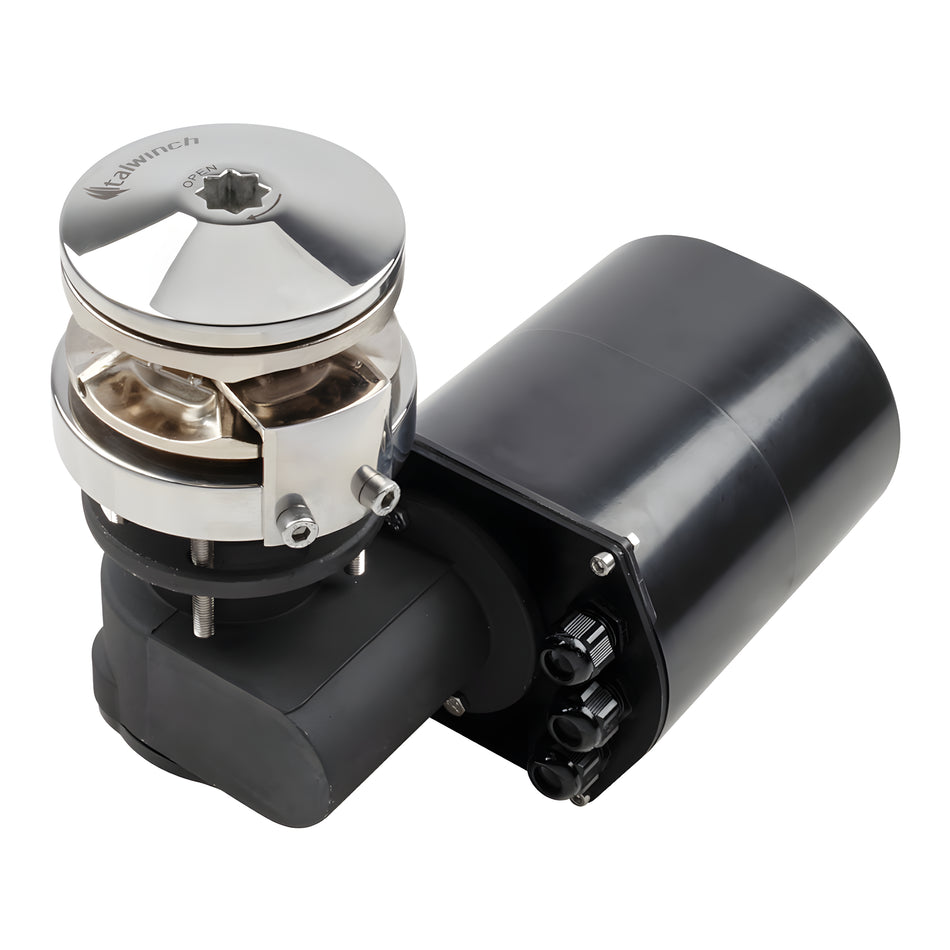 Verricello salpancora nautico ad asse verticale ITALWINCH Smart-R3 da 1000W 12V, base tonda interamente in acciaio inossidabile AISI 316.