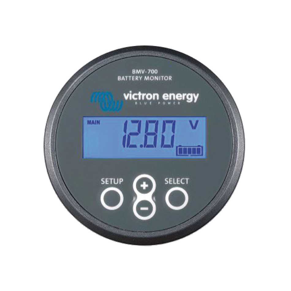 Monitor batterie digitale Victron serie BMV con display LCD, shunt incluso e opzione Bluetooth per il monitoraggio della carica. BMV-700