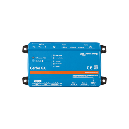 Centro di comunicazione Victron Cerbo GX MK2 per il monitoraggio e controllo remoto di sistemi energetici di bordo.