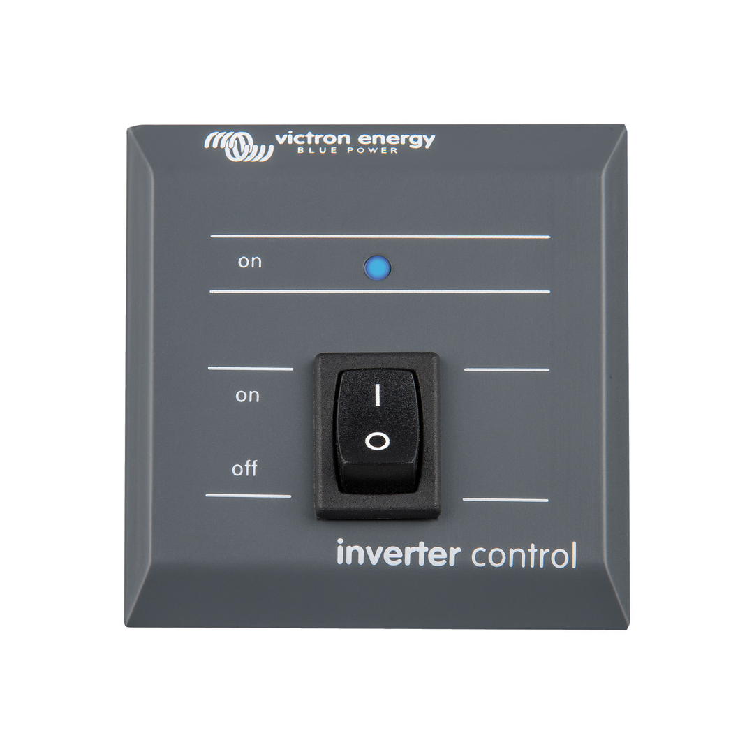 Pannello di controllo remoto Victron per inverter con porta VE.Direct, permette l'accensione, lo spegnimento e il monitoraggio dello stato.